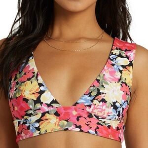 Like-new Billabong women’s last days lowrider floral plunge bikini top size M